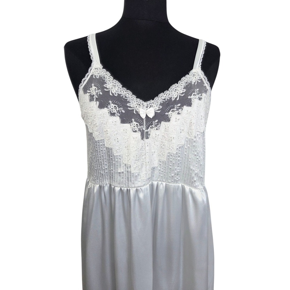 Vintage Sara Beth White Full Slip Maxi‎ Sleep Gown Lingerie Lace Bodice Size S